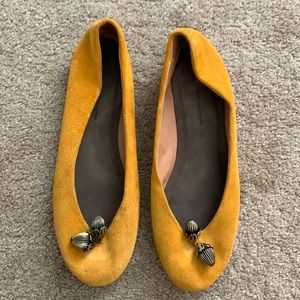 Mustard yellow suede flats